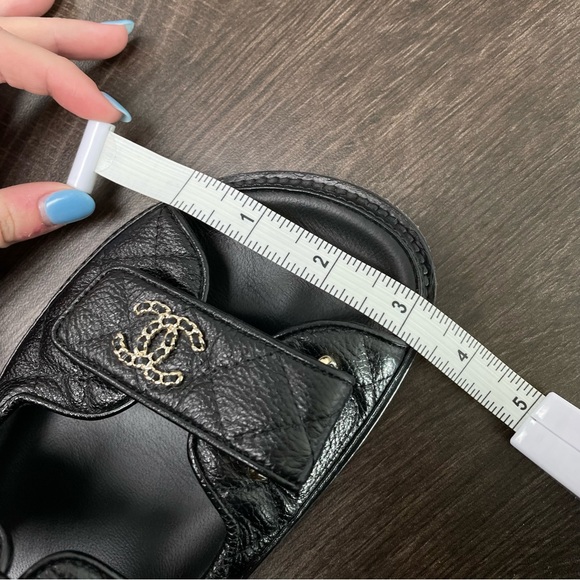 CHANEL Authentic Black Caviar Leather Dad Sandals Gold Hardware Strap Shoes - Picture 8 of 10